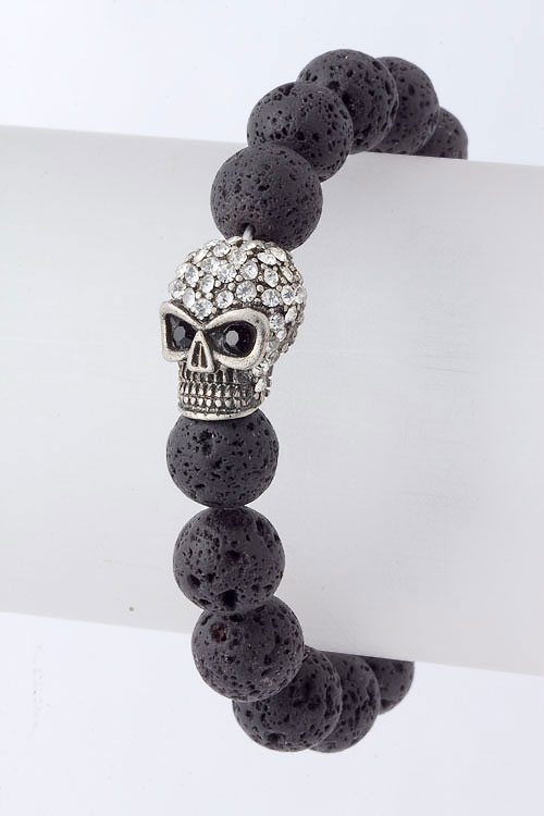 Crystal Skull Stone Beads Bracelet